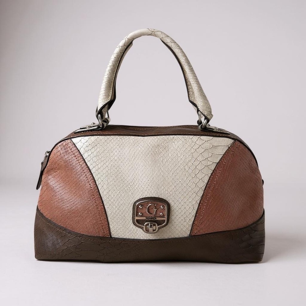 Snake embossed neutral colorblock some satchel chic textured bag NEW